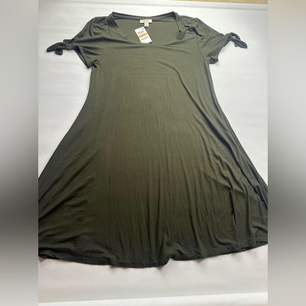 NWT Style & Co Olive Green Short Sleeve t shirt Dress. Size S